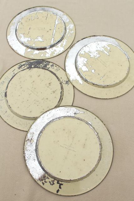 photo of shabby vintage tin plates w/ French country prints, Daher tole ware from Belgium #10