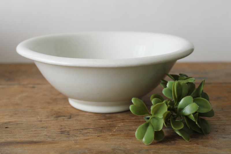 photo of shabby vintage white ironstone china chunky footed bowl, rustic farmhouse decor #1