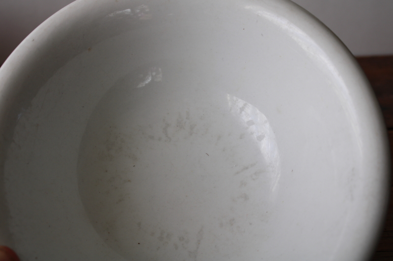 photo of shabby vintage white ironstone china chunky footed bowl, rustic farmhouse decor  #2