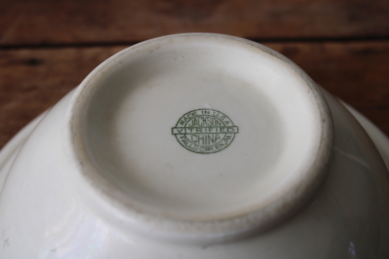 photo of shabby vintage white ironstone china chunky footed bowl, rustic farmhouse decor  #5