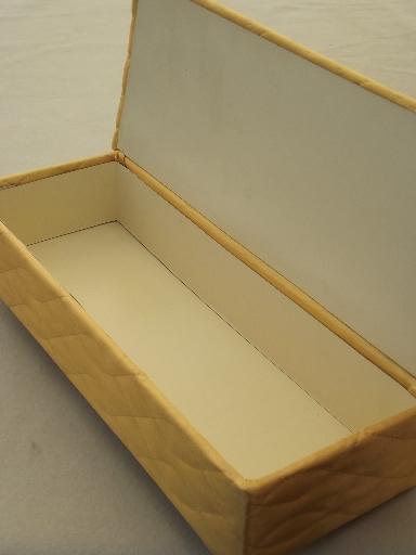 photo of hollywood regency vintage gold satin lingerie boxes & handkerchief box #2