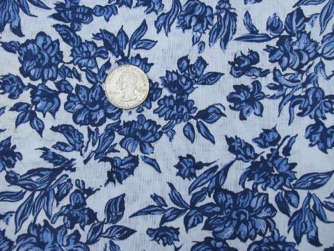 photo of shades of blues, lot 50's-60's vintage cotton print fabric, 7 yards 36'' wide #3