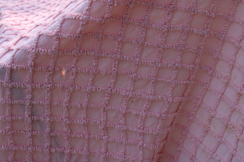 photo of shades of blush & pink vintage cotton chenille bedspreads for upcycle cutter fabric lot  #2