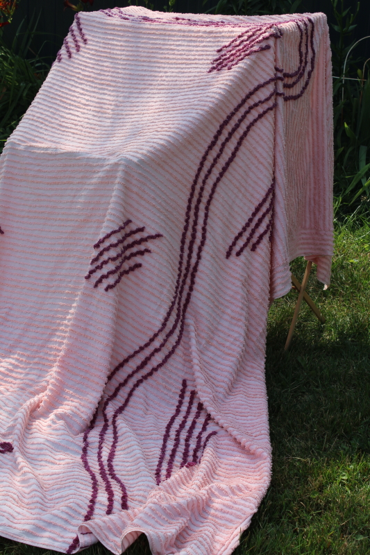 photo of shades of blush & pink vintage cotton chenille bedspreads for upcycle cutter fabric lot  #6