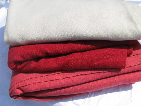 photo of shades of coral, lot vintage wool fabric for sewing crafts, felting, braiding rugs #1