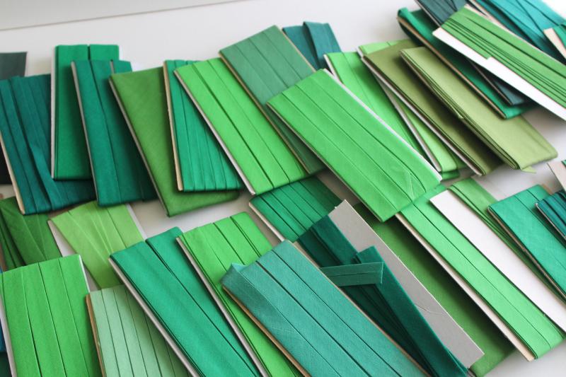 photo of shades of green lot vintage seam tape, cotton & blend bias binding for sewing projects #3