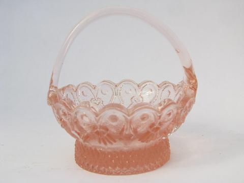 photo of shades of pink vintage pressed glass flower baskets, pretty for spring! #3