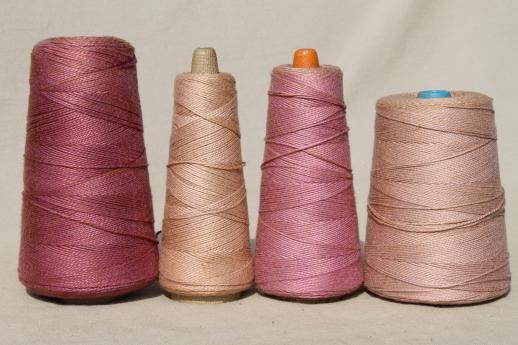 photo of shades of tan rose brown primitive grubby old spools of vintage cotton cord thread #4