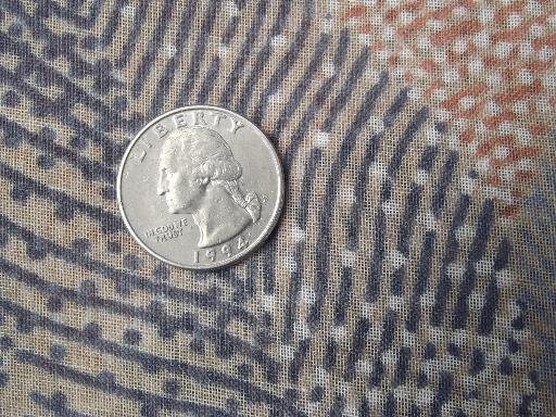 photo of sheer cotton gauze fabric, retro 70s vintage leaf print, natural colors #2