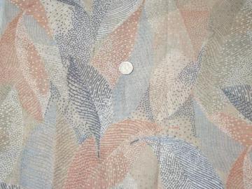 catalog photo of sheer cotton gauze fabric, retro 70s vintage leaf print, natural colors
