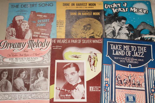 photo of sheet music lot 100+ pieces antique & vintage songs retro cover art graphics #2