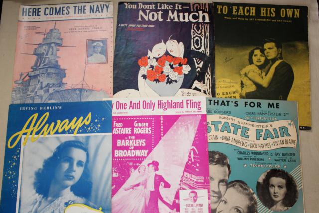 photo of sheet music lot 100+ pieces antique & vintage songs retro cover art graphics #3