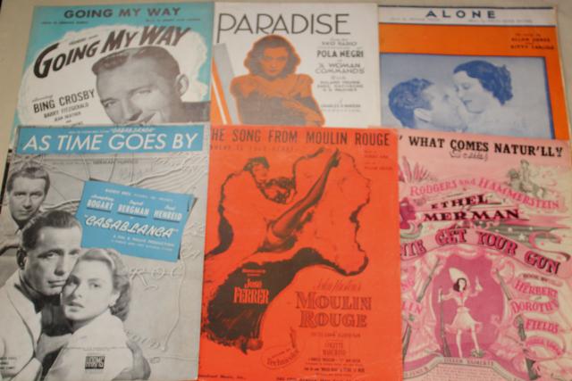 photo of sheet music lot 100+ pieces antique & vintage songs retro cover art graphics #4