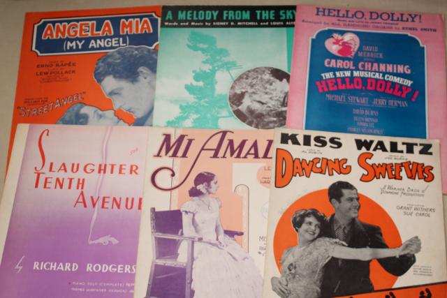 photo of sheet music lot 100+ pieces antique & vintage songs retro cover art graphics #7