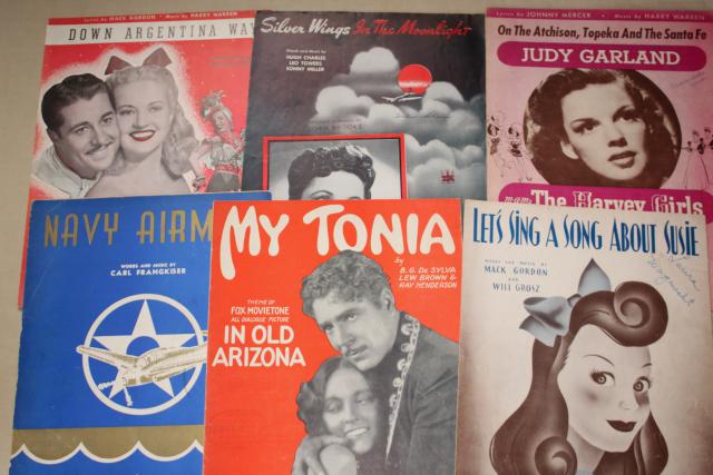 photo of sheet music lot 100+ pieces antique & vintage songs retro cover art graphics #8