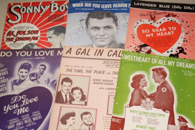 photo of sheet music lot 100+ pieces antique & vintage songs retro cover art graphics #11