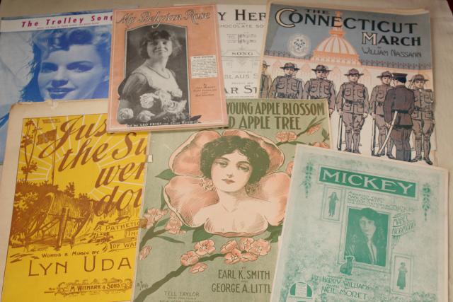 photo of sheet music lot 100+ pieces antique & vintage songs retro cover art graphics #14