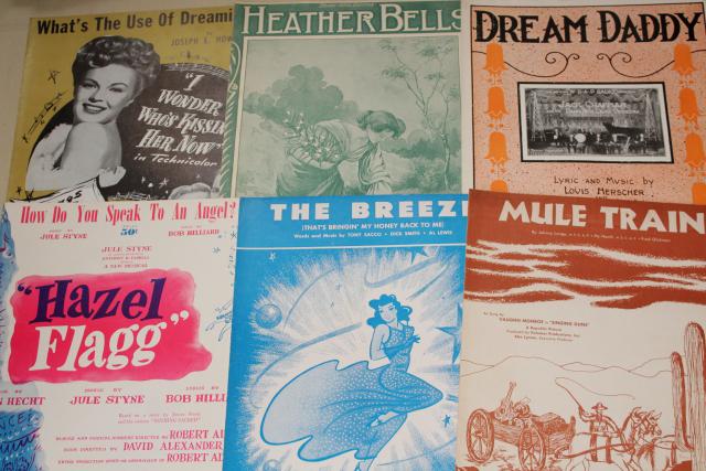 photo of sheet music lot 100+ pieces antique & vintage songs retro cover art graphics #15