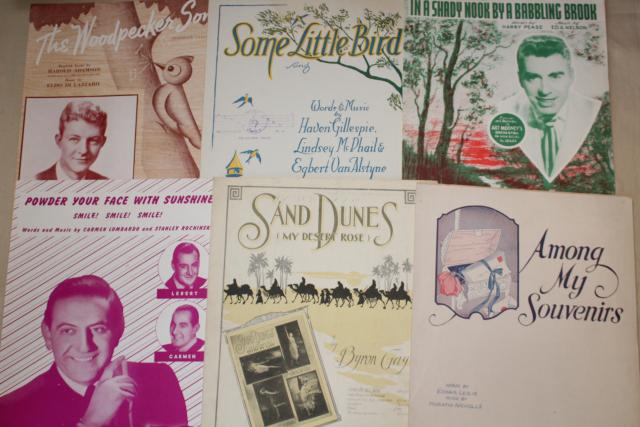 photo of sheet music lot 100+ pieces antique & vintage songs retro cover art graphics #16