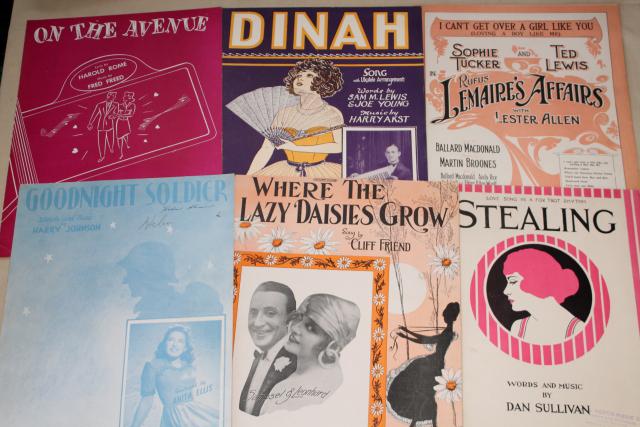 photo of sheet music lot 100+ pieces antique & vintage songs retro cover art graphics #17