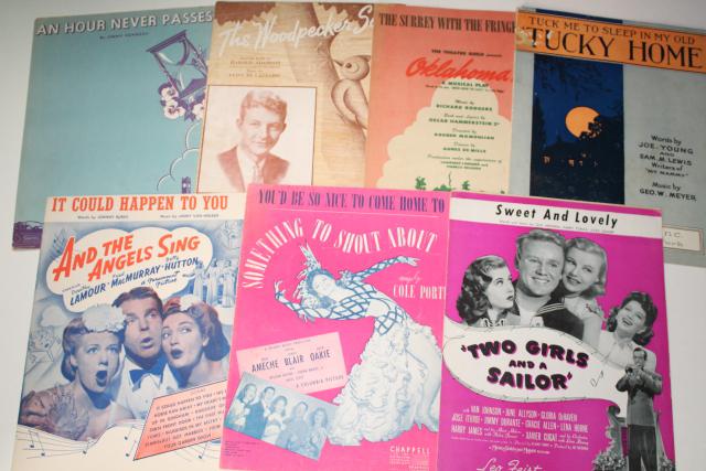 photo of sheet music lot 100+ pieces antique & vintage songs retro cover art graphics #2