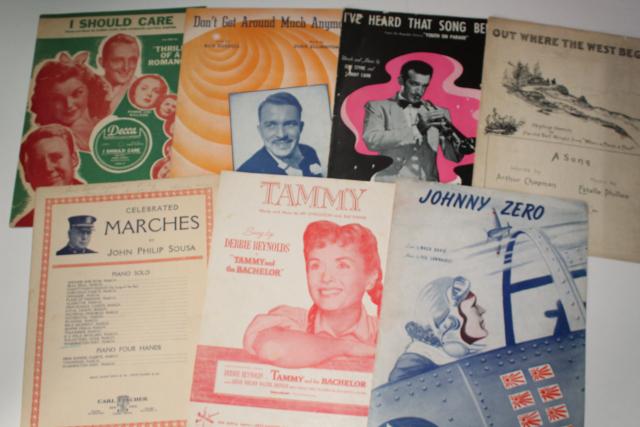 photo of sheet music lot 100+ pieces antique & vintage songs retro cover art graphics #3