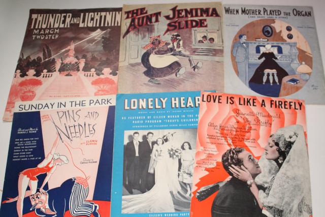 photo of sheet music lot 100+ pieces antique & vintage songs retro cover art graphics #6