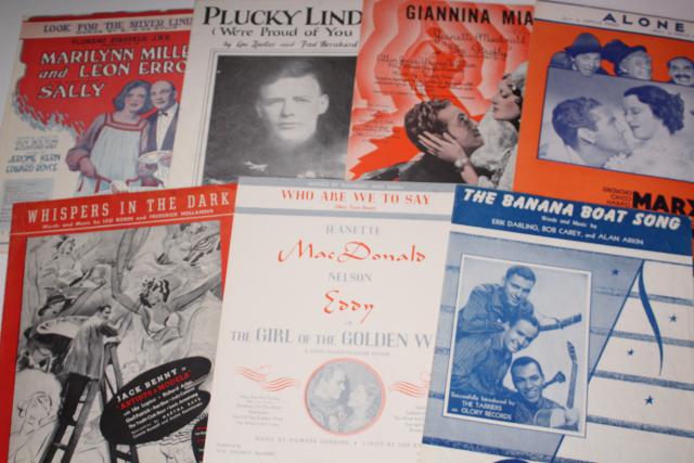 photo of sheet music lot 100+ pieces antique & vintage songs retro cover art graphics #9