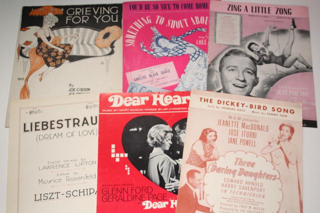 photo of sheet music lot 100+ pieces antique & vintage songs retro cover art graphics #11