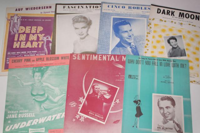 photo of sheet music lot 100+ pieces antique & vintage songs retro cover art graphics #14