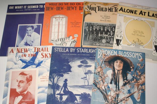 photo of sheet music lot 100+ pieces antique & vintage songs retro cover art graphics #15