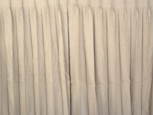 photo of shot gold  bark brown & cream fabric curtains, 60s mad men vintage drapes #1