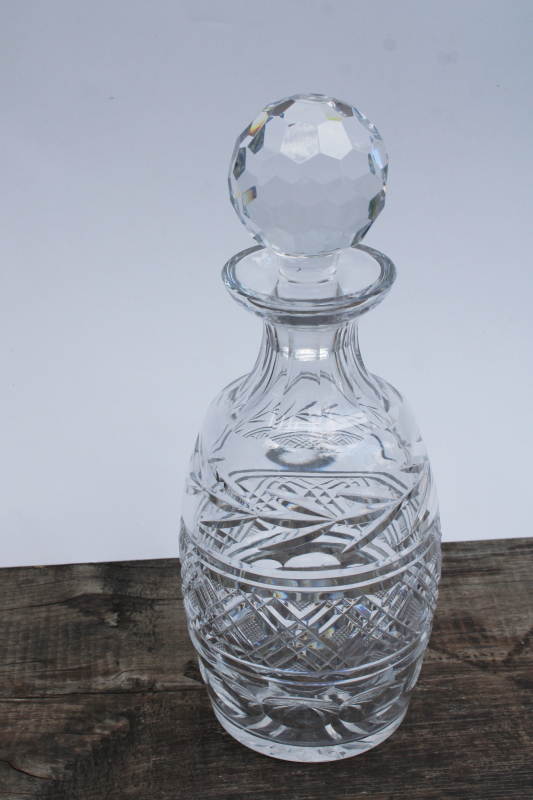 photo of signed Waterford crystal vintage decanter bottle with stopper, strawberry pattern?  #1