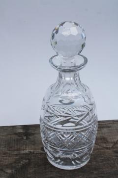 signed Waterford crystal vintage decanter bottle with stopper, strawberry pattern? 