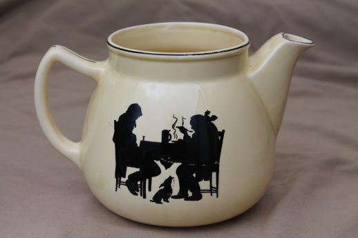 photo of silhouette china teapot, vintage Crooksville pottery Bak-in ware tea pot #3