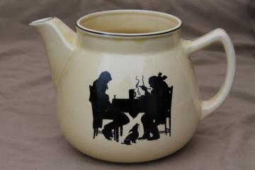 catalog photo of silhouette china teapot, vintage Crooksville pottery Bak-in ware tea pot