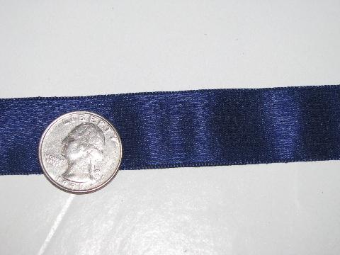 photo of silk satin grosgrain, antique vintage wide ribbon, navy blue #2