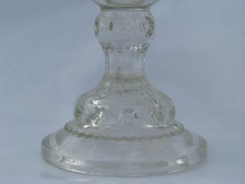 photo of silver band King's Crown thumbprint pattern glass compote, vintage Indiana glass #3