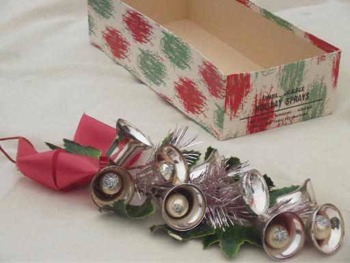 photo of silver bells vintage Christmas wall art ornament, holiday door decoration #3