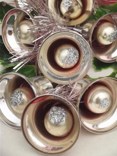 photo of silver bells vintage Christmas wall art ornament, holiday door decoration #7