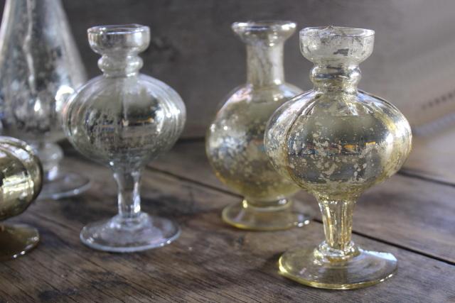 photo of silver & gold vintage mercury glass vases collection, wedding table or holiday decor #8