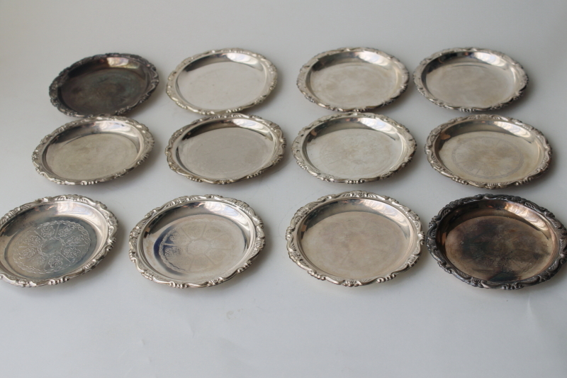 photo of silver plated coasters, set of 12 tiny plates vintage silverplate #1