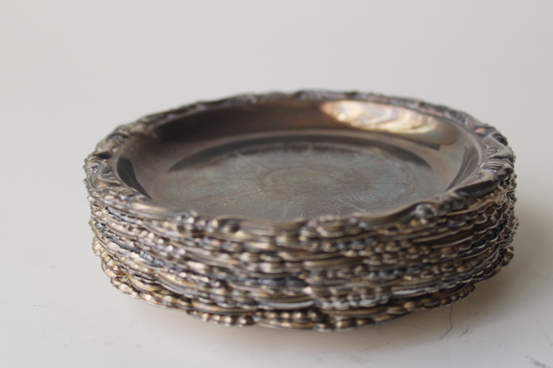 photo of silver plated coasters, set of 12 tiny plates vintage silverplate #10