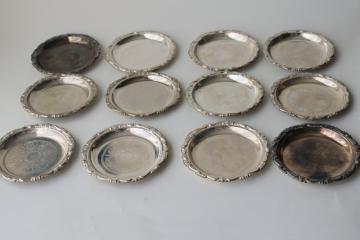 catalog photo of silver plated coasters, set of 12 tiny plates vintage silverplate