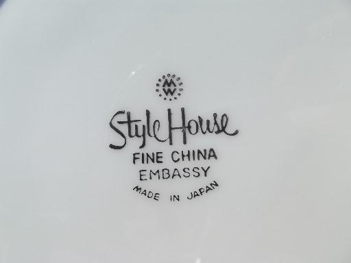 photo of silver scrolls white porcelain dishes for 8, Style House Embassy china #7