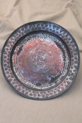 photo of silver washed copper bowl & charger plate, hand wrought copper with silver wash #3