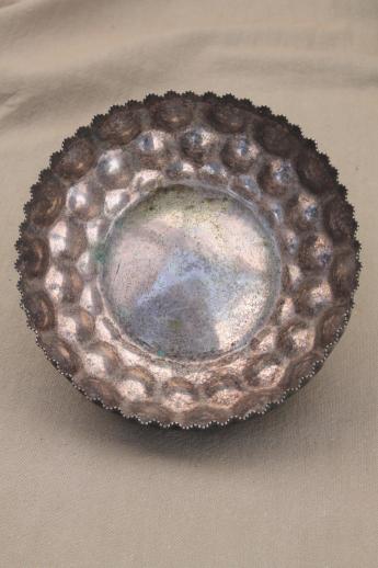 photo of silver washed copper bowl & charger plate, hand wrought copper with silver wash #8