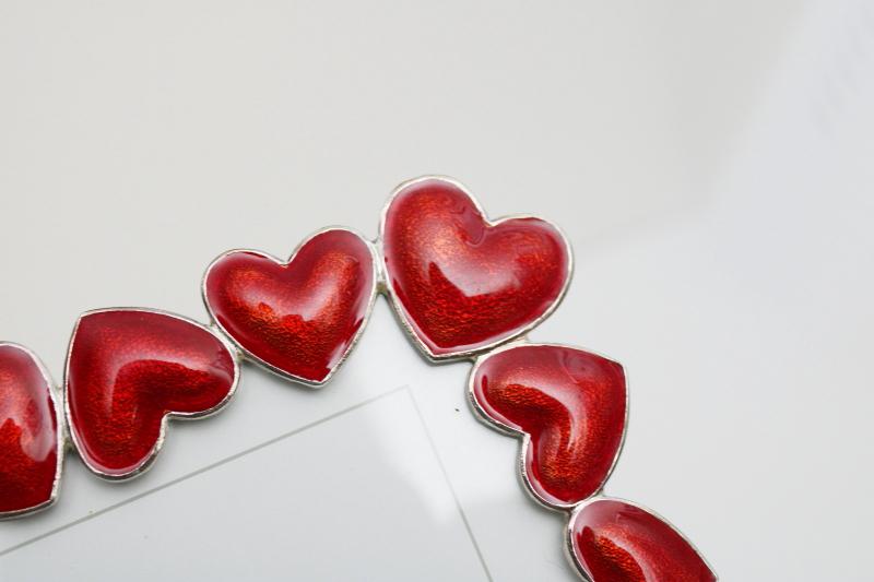 photo of silvery metal photo / picture frame w/ red enameled hearts for Valentineâ€™s day  #2