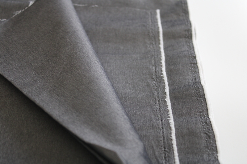 photo of silvery pewter grey sharkskin taffeta fabric, heavy elegant vintage dress fabric #1