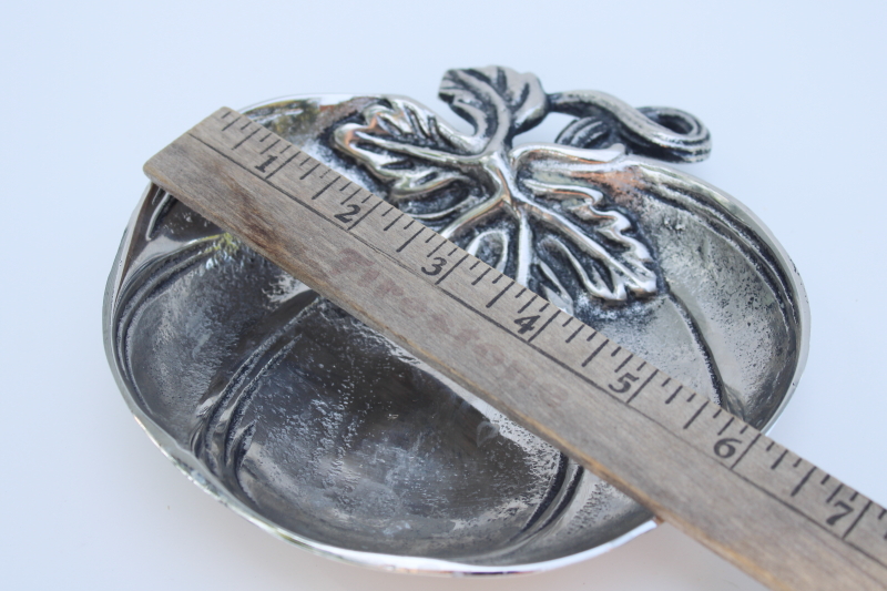 photo of silvery pewter pumpkin dish, small cast metal bowl modern farmhouse style fall decor #4